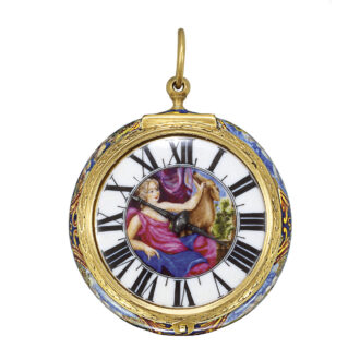 English 20k gold single-handed pendant watch Circa 1680