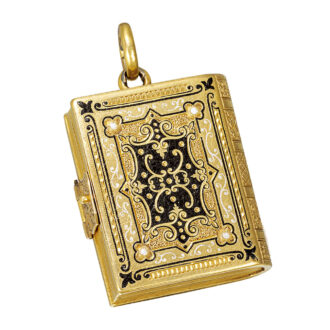 French gold, champlevé enamel book-form pendant watch Circa 1870