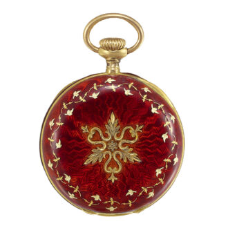 Fine Swiss gold and red enamel lady's pendant watch Circa 1900