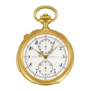 Swiss 18k gold minute repeating keyless pocket watch Circa 1905