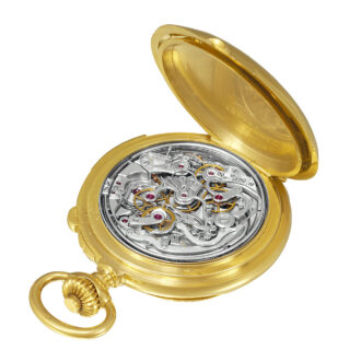 Swiss 18k gold minute repeating keyless pocket watch Circa 1905