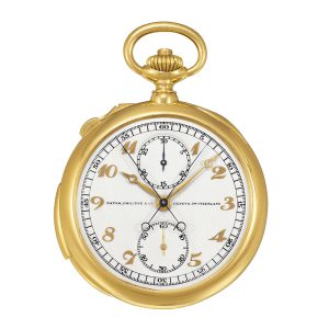 Swiss 18k gold watch with split-seconds chronograph Circa 1924