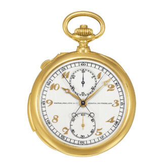 Swiss 18k gold watch with split-seconds chronograph Circa 1924