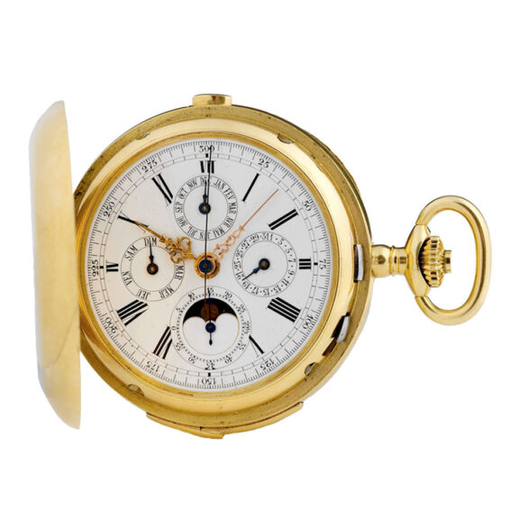 Large Swiss 18k gold quarter repeater with chronograph Circa 1900