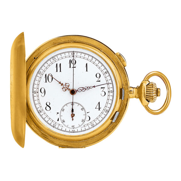 Swiss 14k gold repeating pocket watch with chronograph Circa 1900