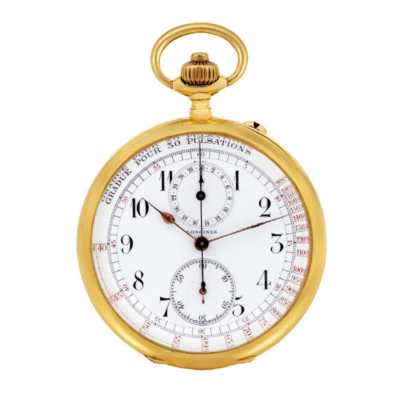 Swiss gold lever pocket watch with chronograph Circa 1920
