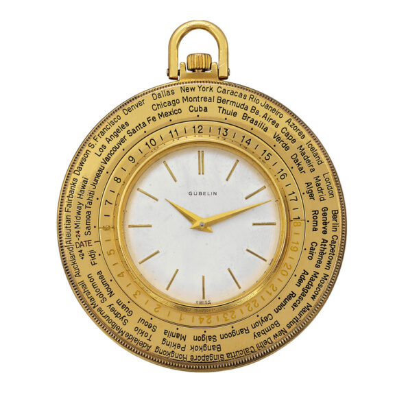 Rare Swiss 18K yellow gold World Time dress watch Circa 1950