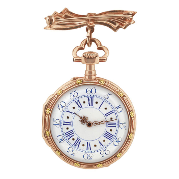 Fine Swiss 18 carat gold Louis XV style brooch watch Circa 1900
