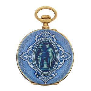 Swiss 18k gold lady's watch with matching chain Circa 1890