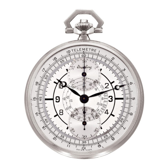 Swiss staybrite stainless steel chronograph with register Circa 1925