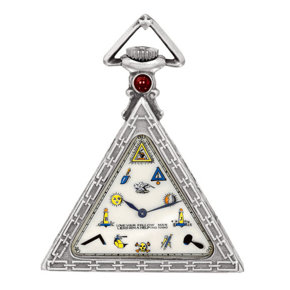 Swiss silver triangular keyless Masonic form watch Circa 1960