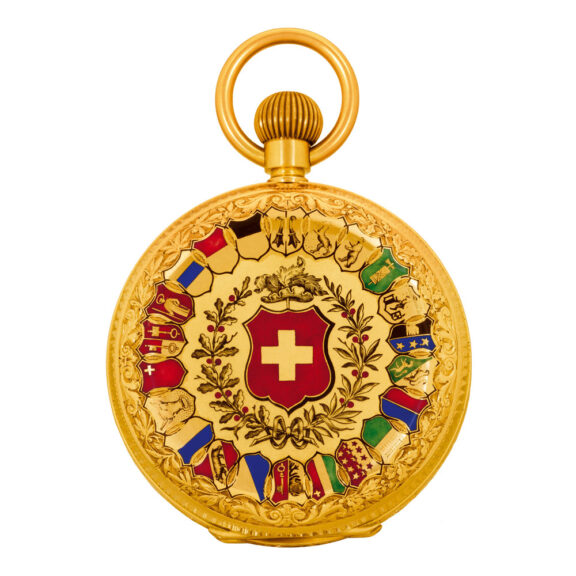 Swiss 18k gold hunting cased keyless pocket watch Circa 1890