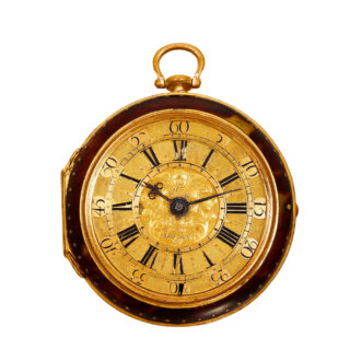 English gilt-brass and tortoiseshell pocket watch Circa 1700