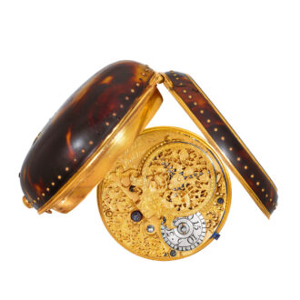 English gilt-brass and tortoiseshell pocket watch Circa 1700 English gilt-brass and tortoiseshell pocket watch Circa 1700