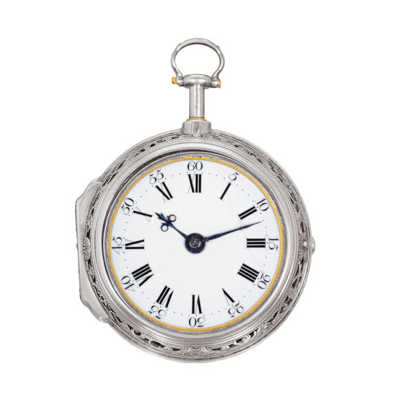 English silver quarter repeating pair-cased pocket watch Circa 1760