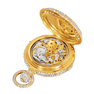Magnificent diamond-set watch with seven complications Circa 1869