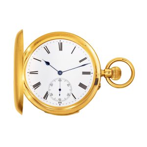 English 18k gold minute repeating keyless pocket watch Circa 1893