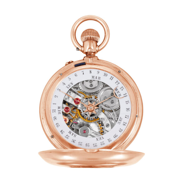 Swiss double-dialled pink gold and enamel pocket watch Circa 1900