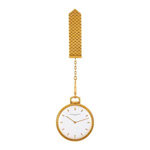 Swiss gold keyless dress watch with yellow gold fob Circa 1965