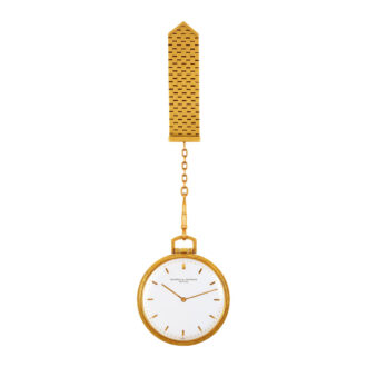 Swiss gold keyless dress watch with yellow gold fob Circa 1965