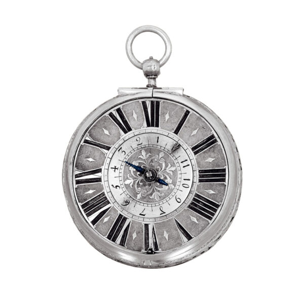 French silver oignon watch with single hand and alarm circa 1690