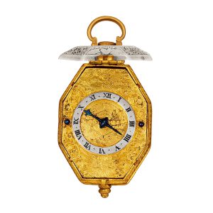 French silver and brass octagonal single-hand watch Circa 1620