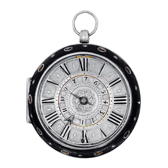 Swiss silver and leather pair cased verge pocket watch circa 1690