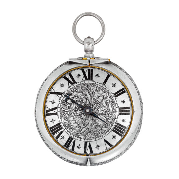 French silver open faced hour striking coach watch circa 1660