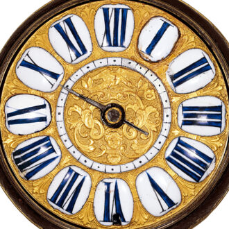 French leather-covered gilt brass single-hand oignon watch circa 1700