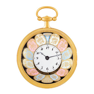 Swiss gold watch with colourful polychrome enamel dial Circa 1820