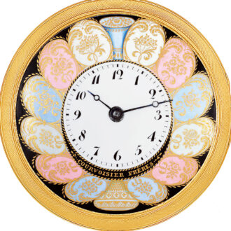 Swiss gold watch with colourful polychrome enamel dial Circa 1820