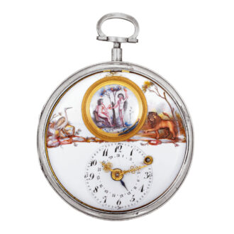 Swiss silver Adam and Eve animated watch with date Circa 1815