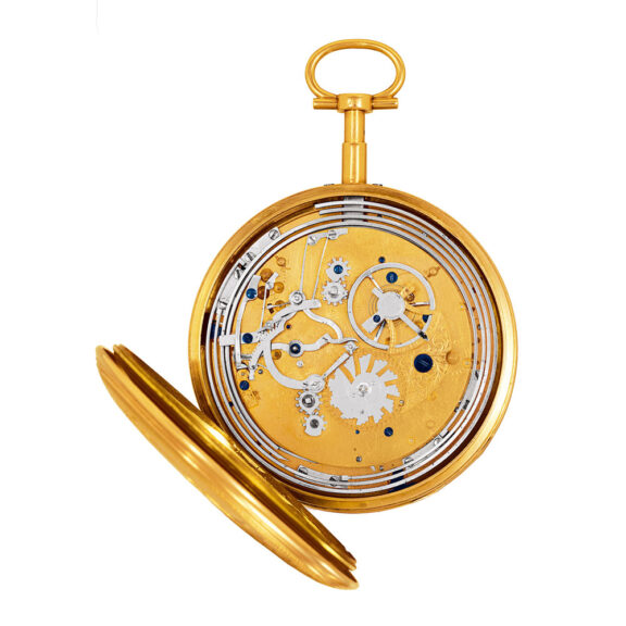 Swiss gold repeating clock watch with four gongs Circa 1820 Swiss gold repeating clock watch with four gongs Circa 1820