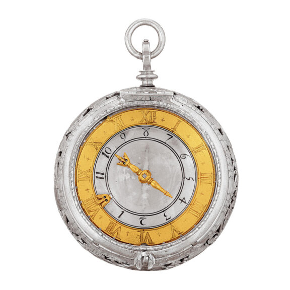 French silver coach watch with single hand and alarm Circa 1640
