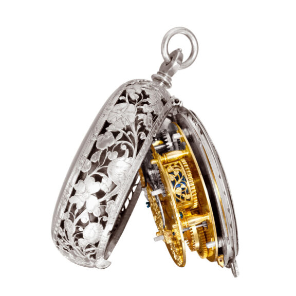 French silver coach watch with single hand and alarm Circa 1640 French silver coach watch with single hand and alarm Circa 1640