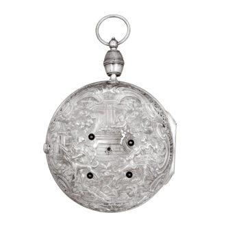 German silver repeating repoussé coach watch Circa 1740