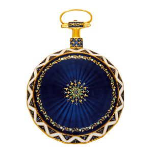 Fine French 18K gold and guilloché enamel pocket watch Circa 1790