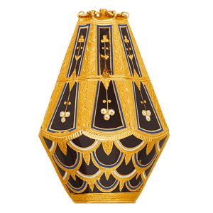 Swiss gold, enamelled basket pendant form watch Circa 1810