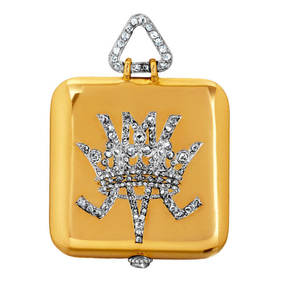 French 18k gold square Art Deco pendant watch Circa 1910