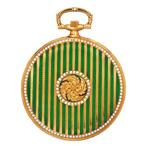 French gold and enamel Art Deco keyless dress watch Circa 1910