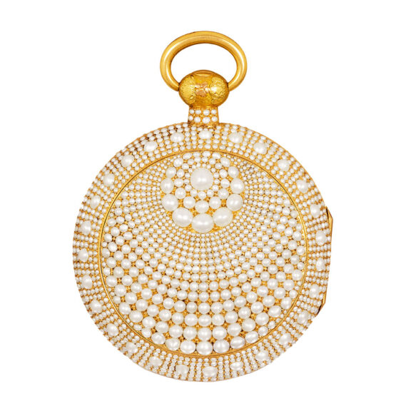 Swiss 18 carat gold and pearl-set pendant watch Circa 1830 Swiss 18 carat gold and pearl-set pendant watch Circa 1830