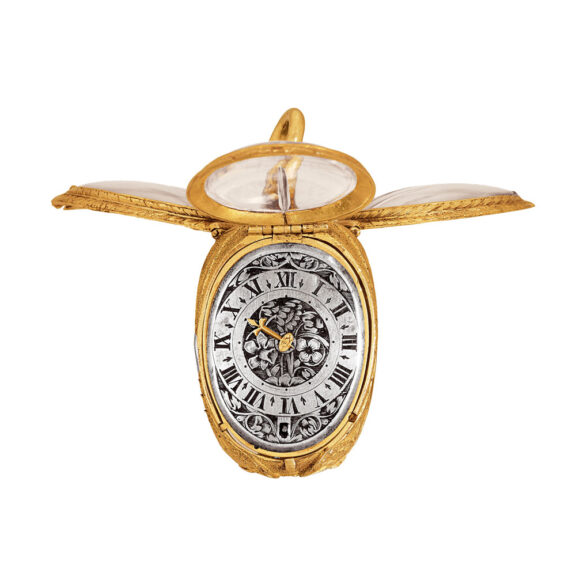 French gilt brass pendant watch in form of a tulip bud Circa 1640