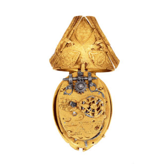 French gilt-brass pendant watch in form of a tulip bud Circa 1640