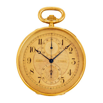 French 18K gold keyless dress watch with chronograph Circa 1915