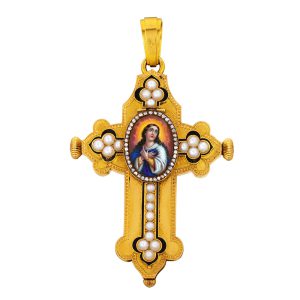 Swiss gold crucifix pendant watch with medallion Circa 1875