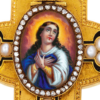 Swiss gold crucifix pendant watch with medallion Circa 1875