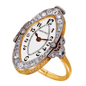 Swiss 18K yellow gold oval Art Deco ring watch Circa 1920