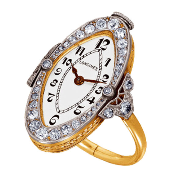Swiss 18K yellow gold oval Art Deco ring watch Circa 1920