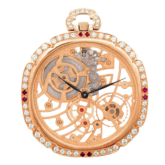 Elegant Swiss 18 Carat pink gold skeletonized dress watch Circa 1980