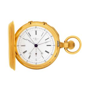 Swiss gold hunting cased with independent split-seconds Circa 1880